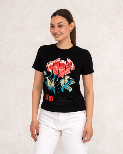 Damen-T-Shirt mit Rosenprint