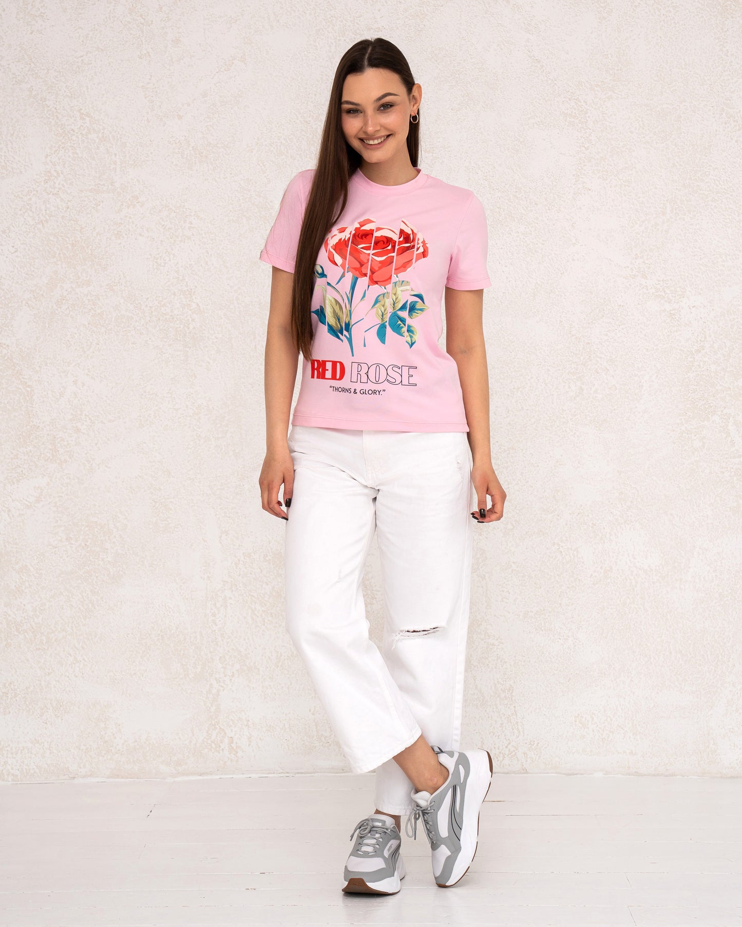 Damen-T-Shirt mit Rosenprint