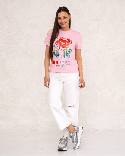 Damen-T-Shirt mit Rosenprint