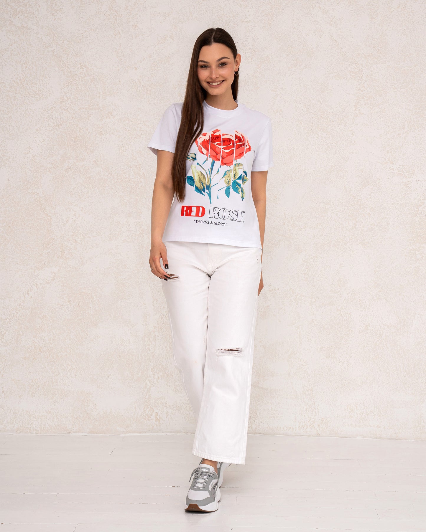 Damen-T-Shirt mit Rosenprint