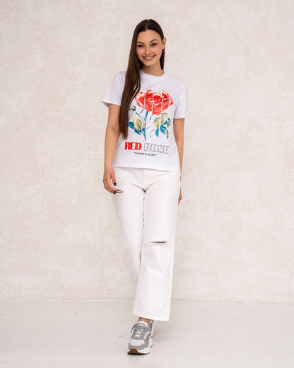 Damen-T-Shirt mit Rosenprint