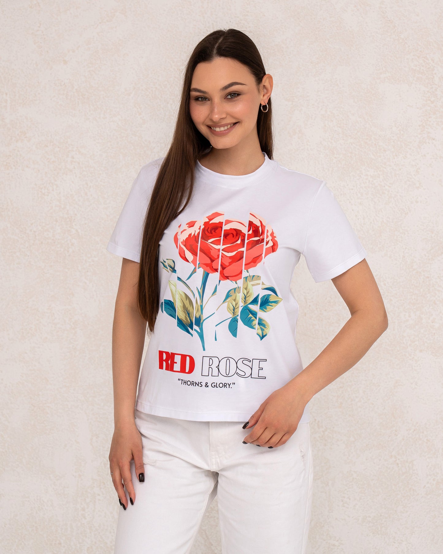 Damen-T-Shirt mit Rosenprint