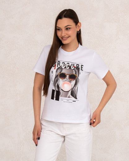Modernes Damen-T-Shirt mit Statement-Print
