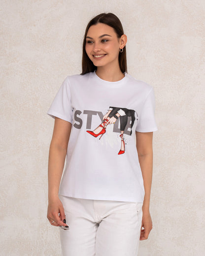 Damen-T-Shirt mit grafischem Fashion-Print