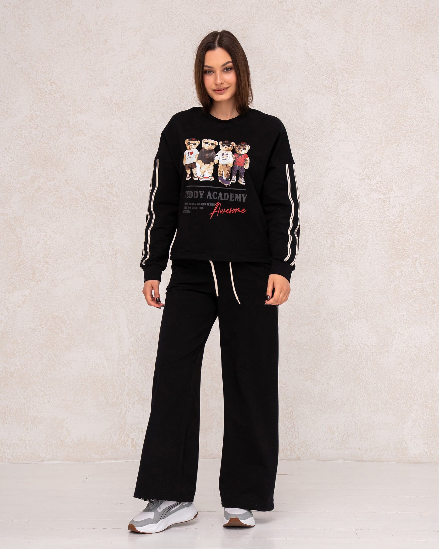 Damen-Zweiteiler mit Print und weitem Bein