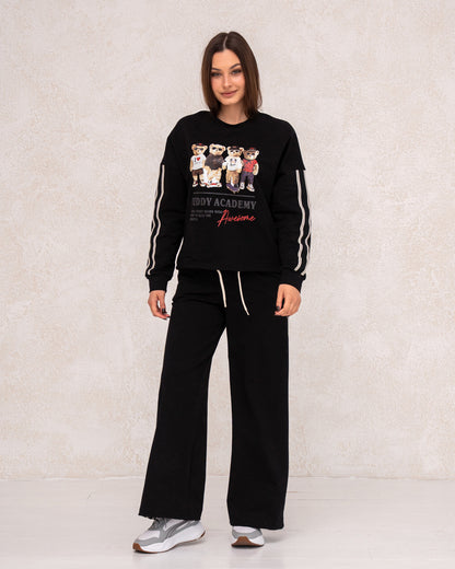 Damen-Zweiteiler mit Print und weitem Bein