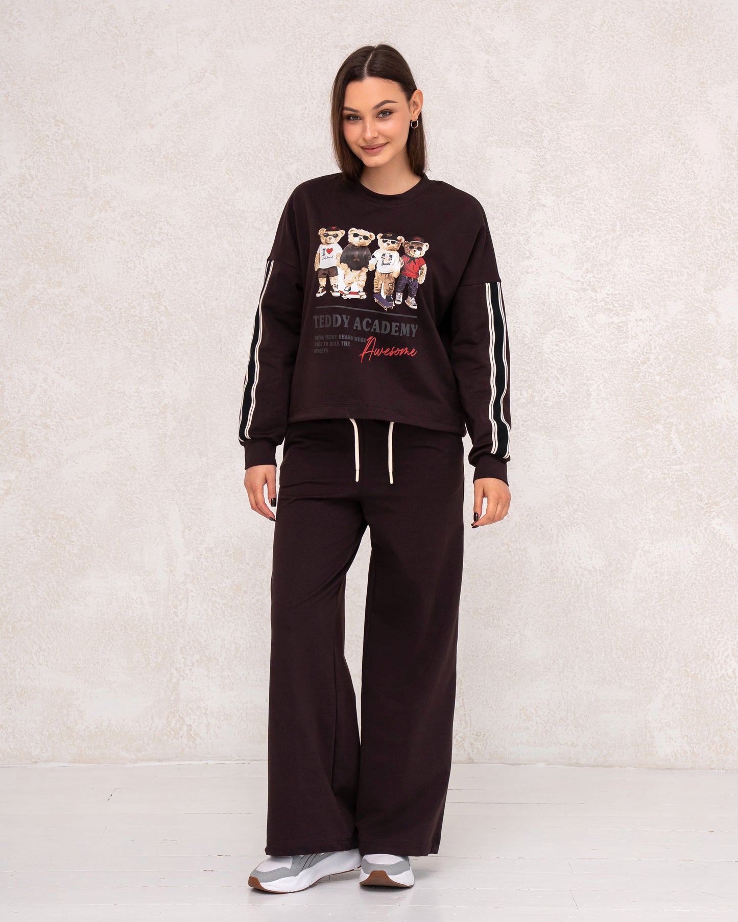 Damen-Zweiteiler mit Print und weitem Bein