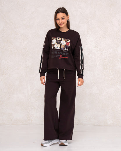 Damen-Zweiteiler mit Print und weitem Bein