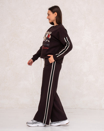 Damen-Zweiteiler mit Print und weitem Bein