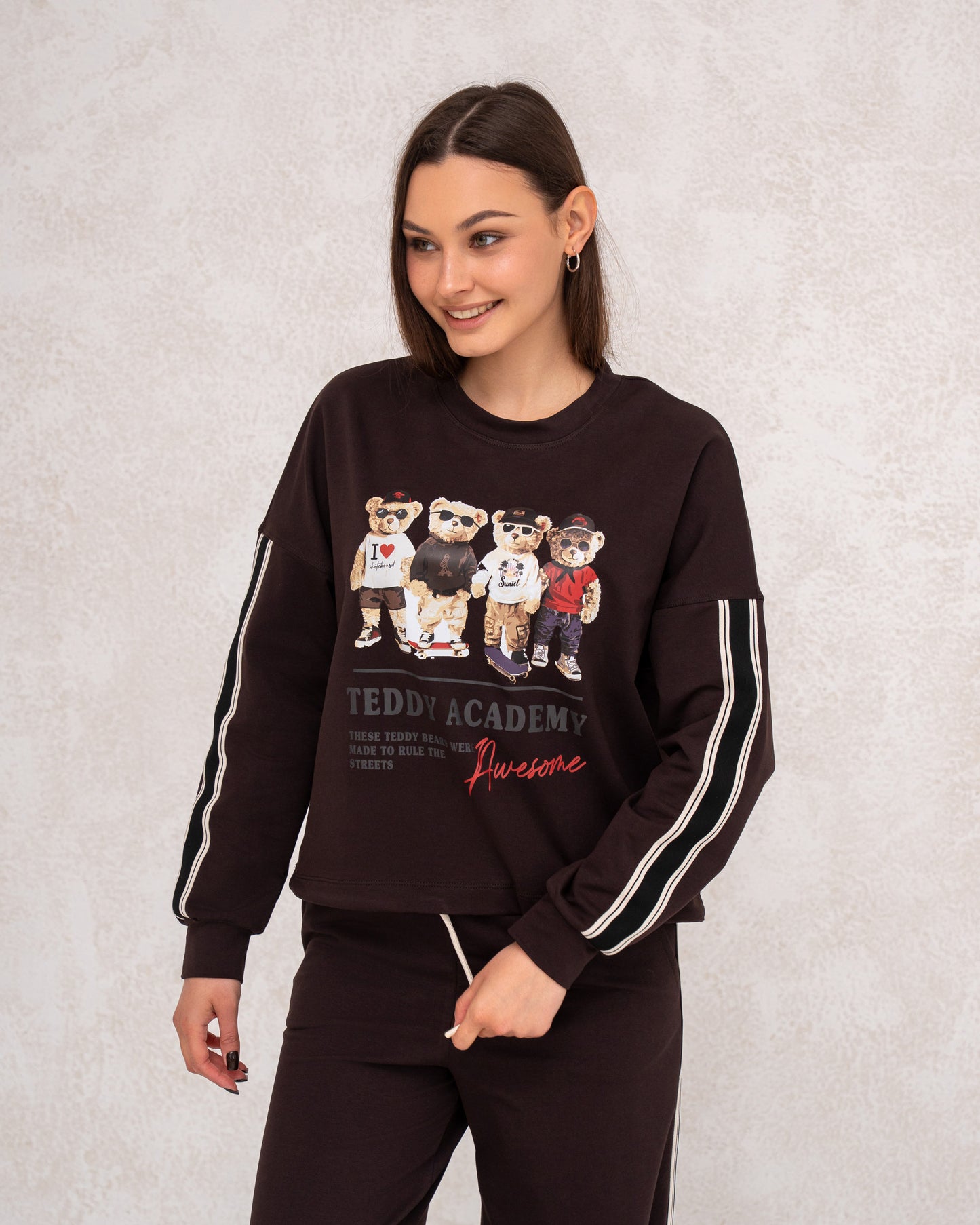Damen-Zweiteiler mit Print und weitem Bein