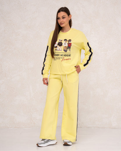 Damen-Zweiteiler mit Print und weitem Bein