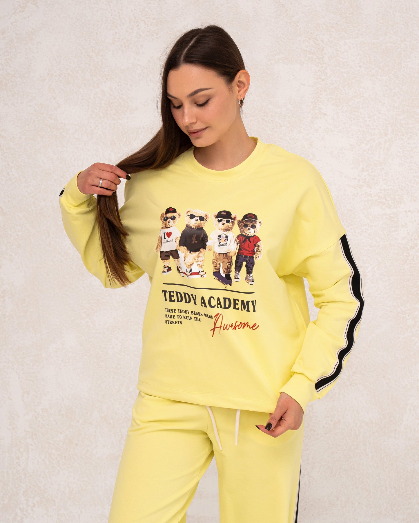 Damen-Zweiteiler mit Print und weitem Bein