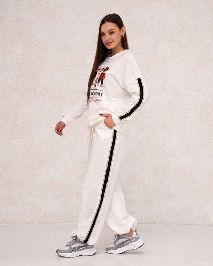 Damen-Zweiteiler mit Print und weitem Bein
