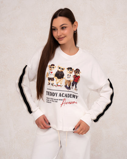 Damen-Zweiteiler mit Print und weitem Bein