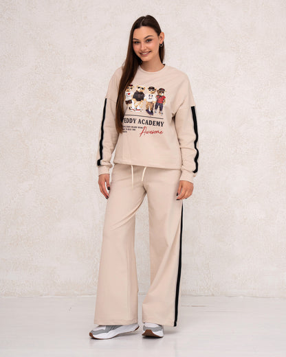 Damen-Zweiteiler mit Print und weitem Bein