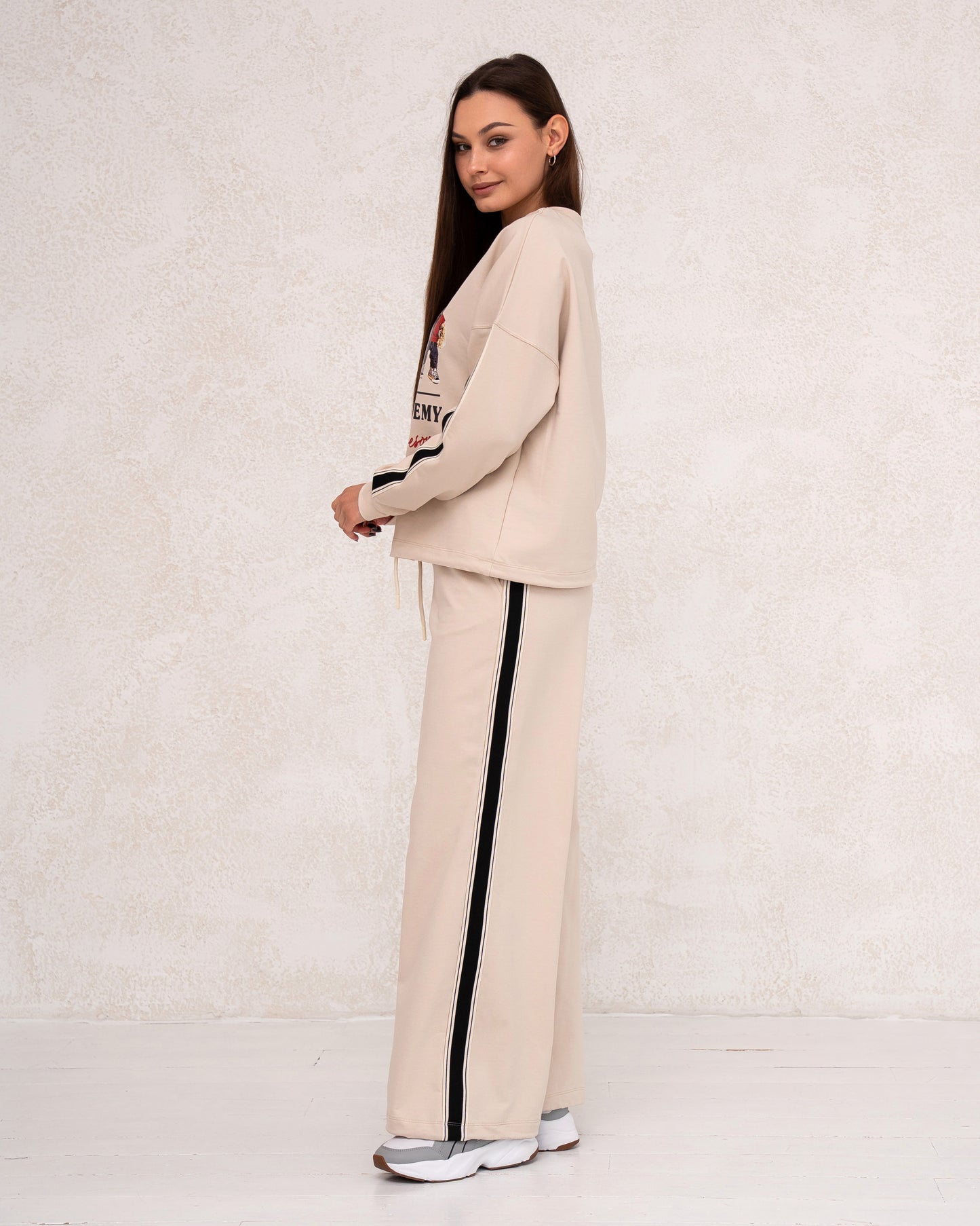 Damen-Zweiteiler mit Print und weitem Bein