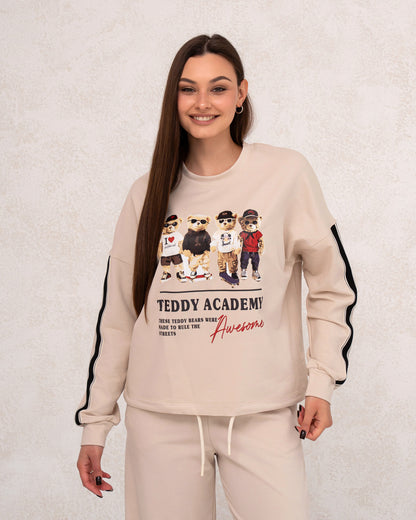 Damen-Zweiteiler mit Print und weitem Bein