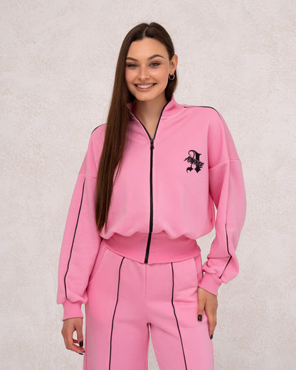 Damen-Zweiteiler mit Reißverschlussjacke und weiter Hose