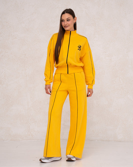Damen-Zweiteiler mit Reißverschlussjacke und weiter Hose