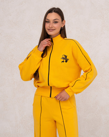 Damen-Zweiteiler mit Reißverschlussjacke und weiter Hose