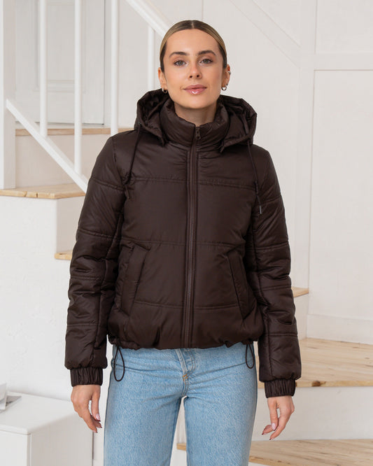 Damenjacke mit Kapuze und regulierbarem Saum