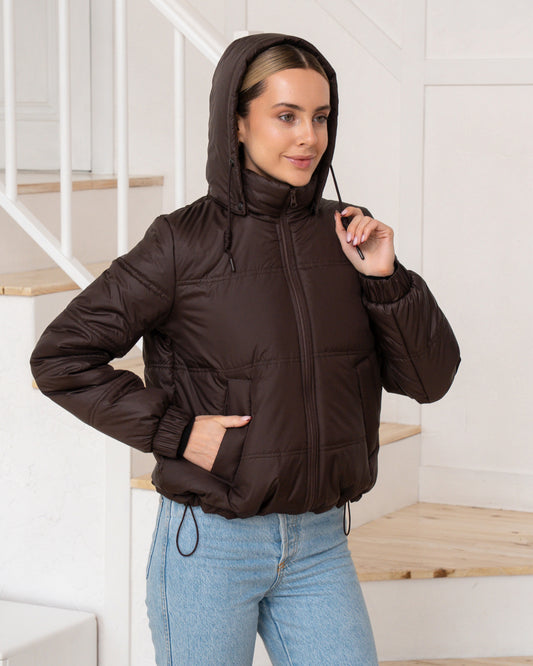 Damenjacke mit Kapuze und regulierbarem Saum