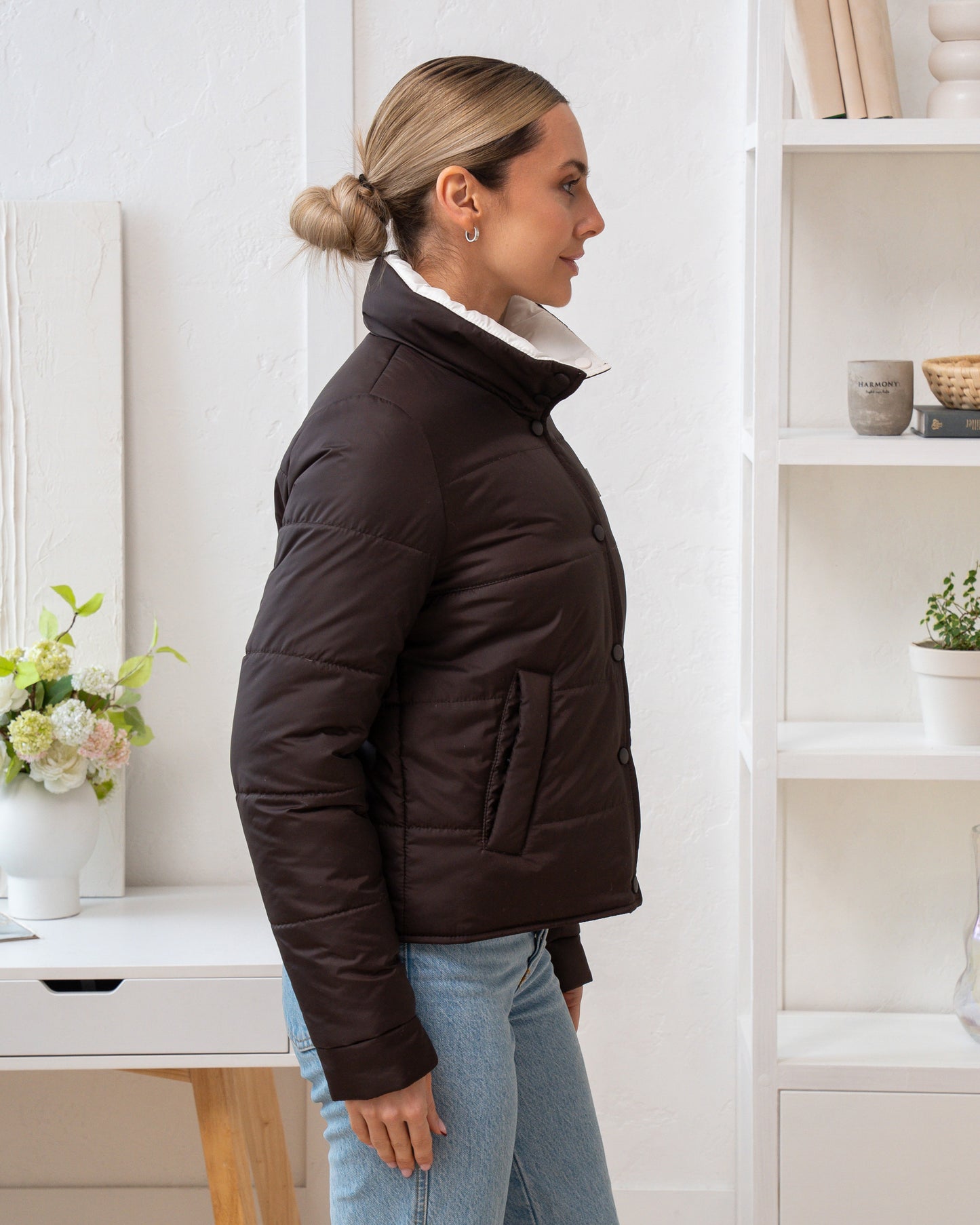 Damenjacke mit Stehkragen und funktionalen Taschen
