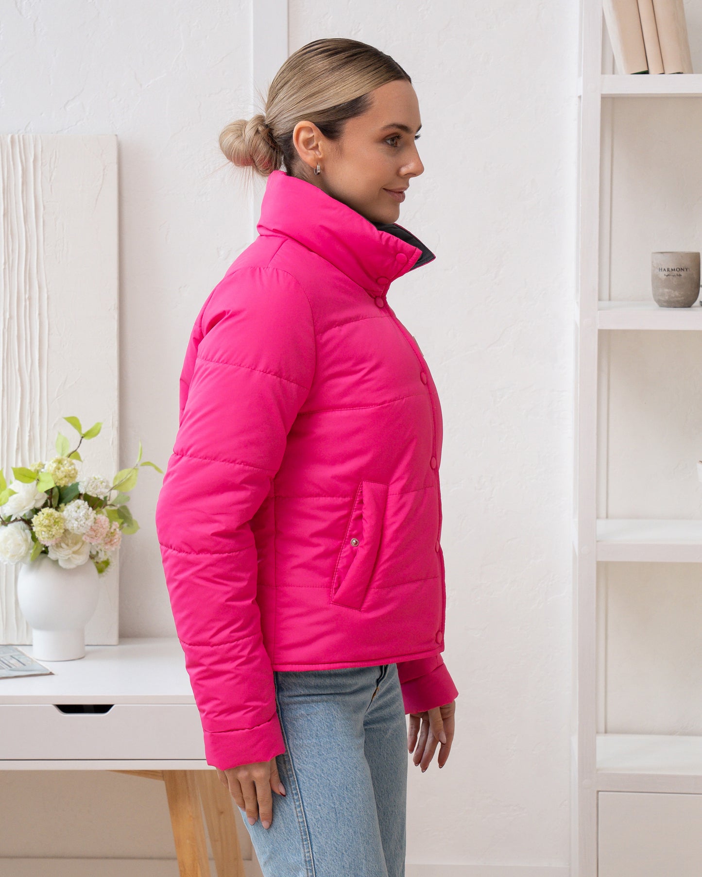 Damenjacke mit Stehkragen und funktionalen Taschen