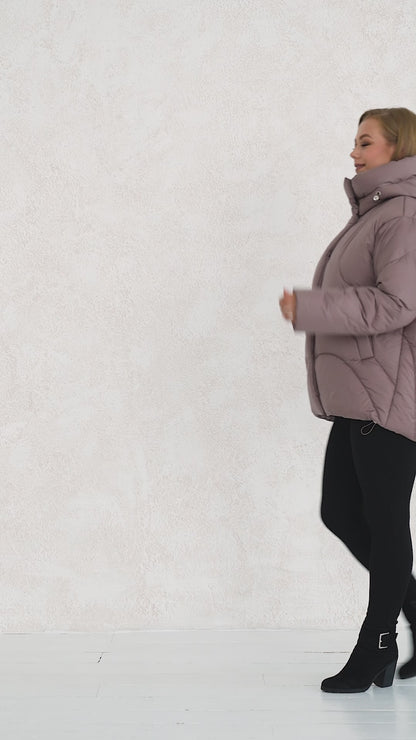 Damen-Winterjacke mit Kunstdaunen 0480 Beige